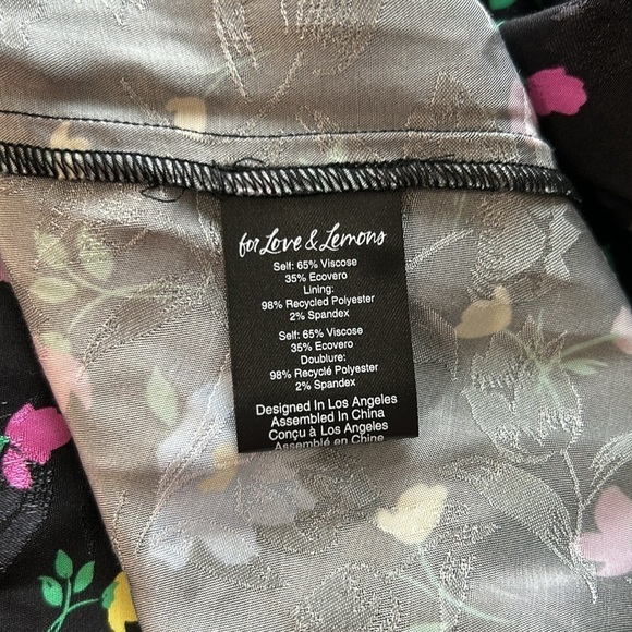 For Love & Lemons Lexy Mini Dress Long Sleeve Black Floral Jacquard XL NEW - Picture 14 of 15